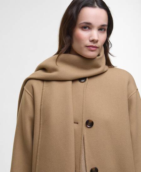 Clementine Wool Scarf Coat Camel