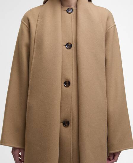 Clementine Wool Scarf Coat Camel