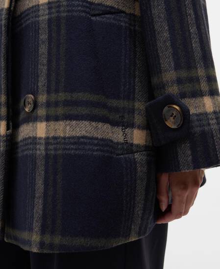 Tara Wool Coat Navy Windowpane Check