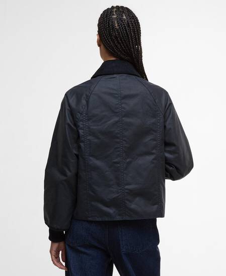 Cropped Beadnell Waxed Jacket Navy/Classic