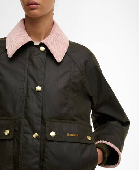Cropped Beadnell Waxed Jacket Archive Olive/Ancient/Gardenia