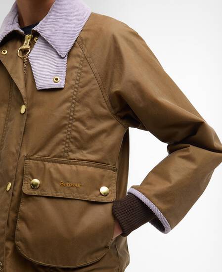 Cropped Beadnell Waxed Jacket Sand/Dress/Heather Mist