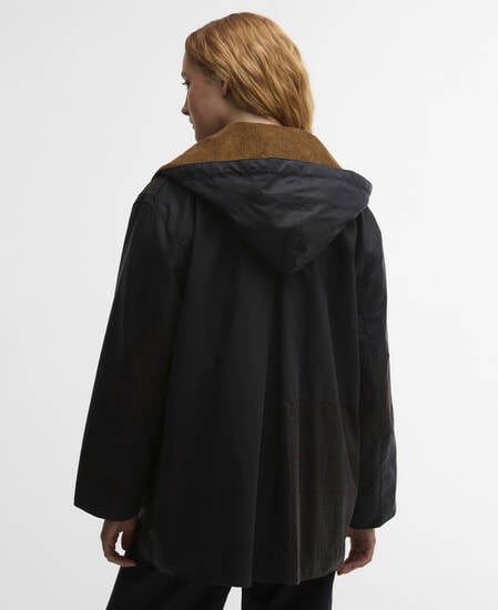 Barbour x GANNI Waxed Duffle Coat Navy/Classic Tartan