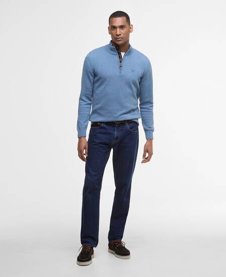 Cotton Quarter-Zip Jumper Blue Stone