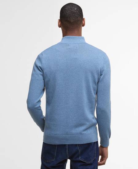 Cotton Quarter-Zip Jumper Blue Stone