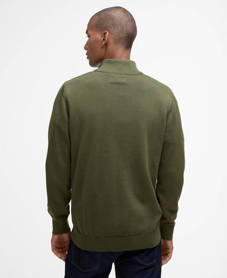 Cotton Quarter-Zip Jumper Winter Moss