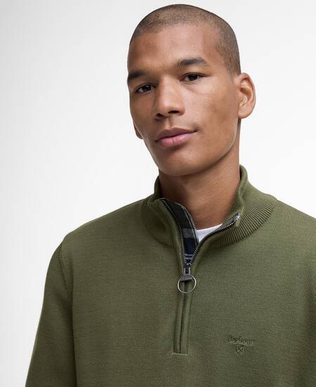 Cotton Quarter-Zip Jumper Winter Moss