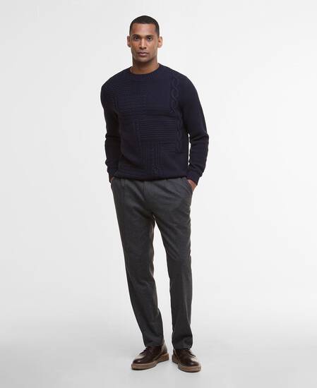 Casey Cable-Knit Crew Neck Jumper Navy