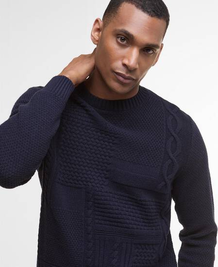 Casey Cable-Knit Crew Neck Jumper Navy