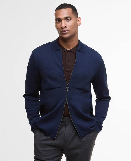 Croscombe Zip-Up Cardigan Navy Marl