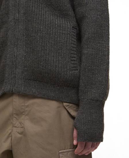 Garthman Knitted Zip-Up Jumper Olive Ink