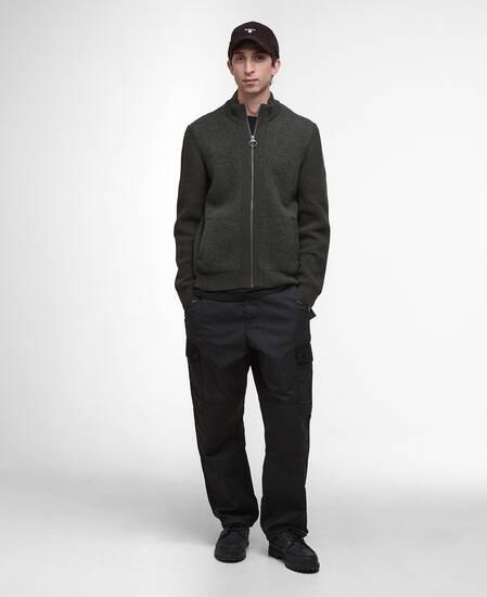 Milburn Zip-Up Jumper Dark Olive
