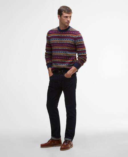 Easdale Fair Isle Crew Neck Jumper Navy