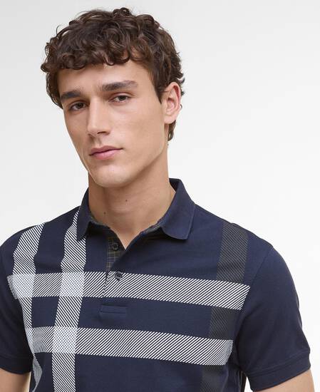 Blaine Tartan Short-Sleeved Polo Shirt Navy