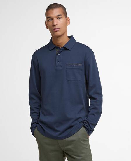 Corpatch Tailored Long-Sleeved Polo Shirt Navy