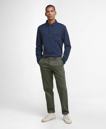 Corpatch Tailored Long-Sleeved Polo Shirt Navy