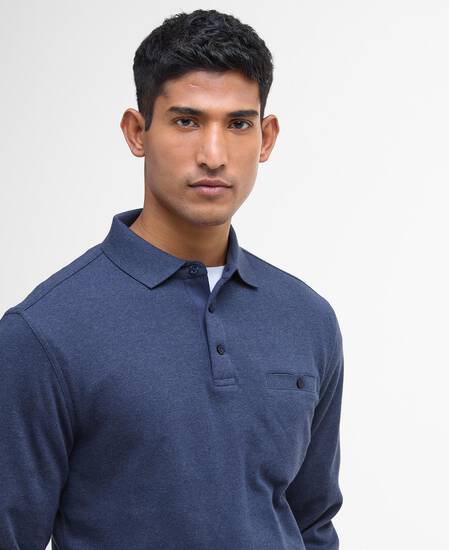 Farmwell Tailored Long-Sleeved Polo Shirt Navy