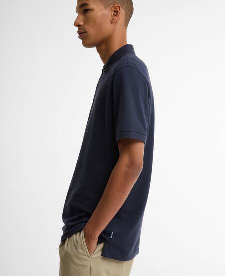 Reston Tartan Trim Tailored Polo Shirt Navy