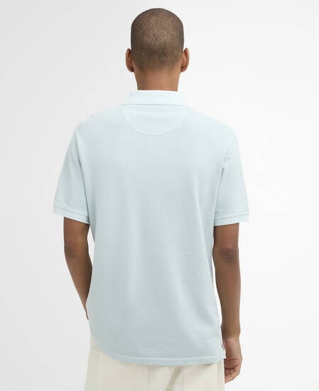 Washed Tartan Tailored Pique Polo Washed Sky