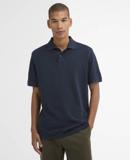 Washed Tartan Tailored Pique Polo Washed Navy