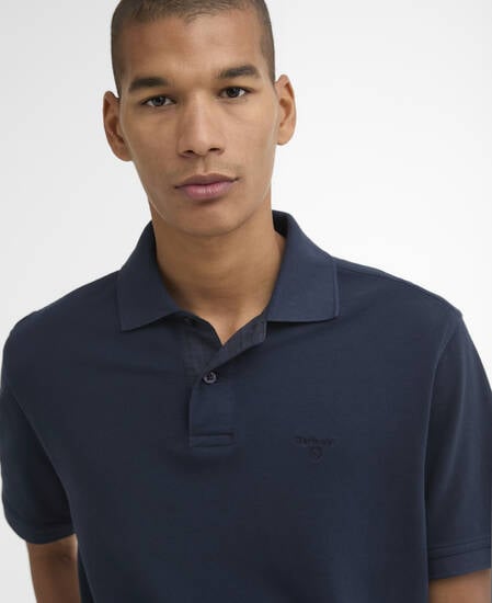 Washed Tartan Tailored Pique Polo Washed Navy