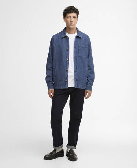 Aickmen Textured Denim Overshirt Indigo