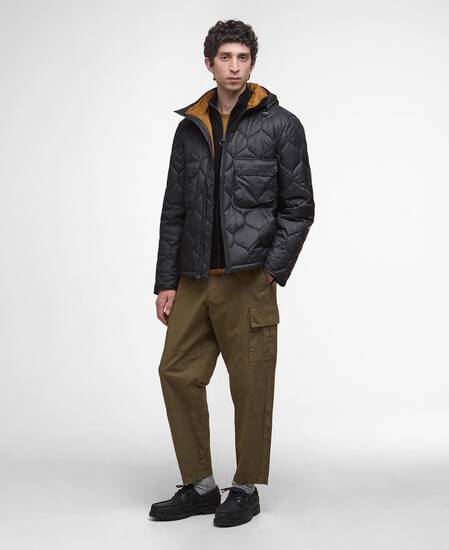 Re-Engineered Hooded Spey Quilted Jacket Black