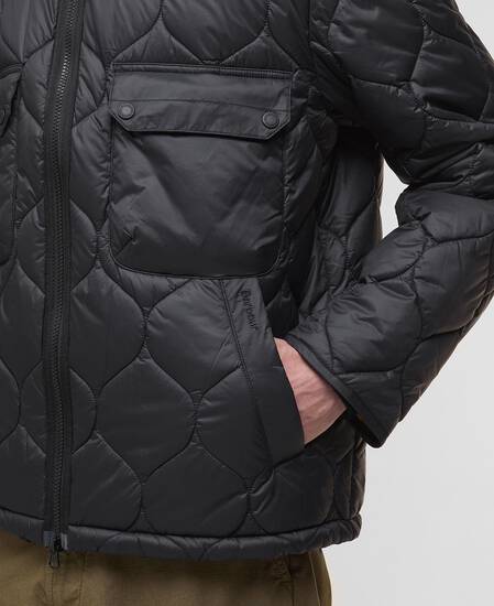 Re-Engineered Hooded Spey Quilted Jacket Black