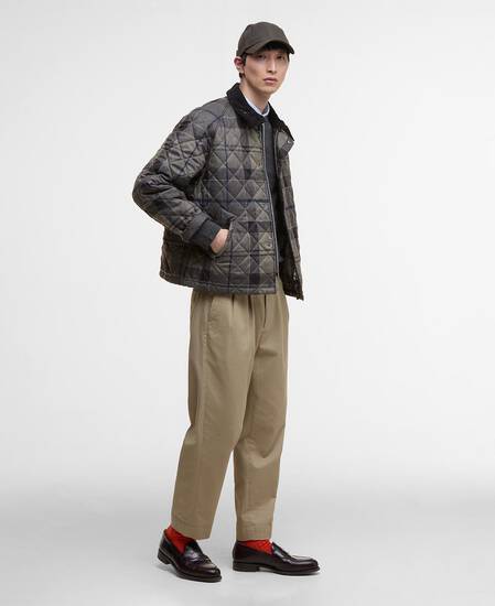 Tartan Transport Quilted Jacket Navy Winter Dress Tartan