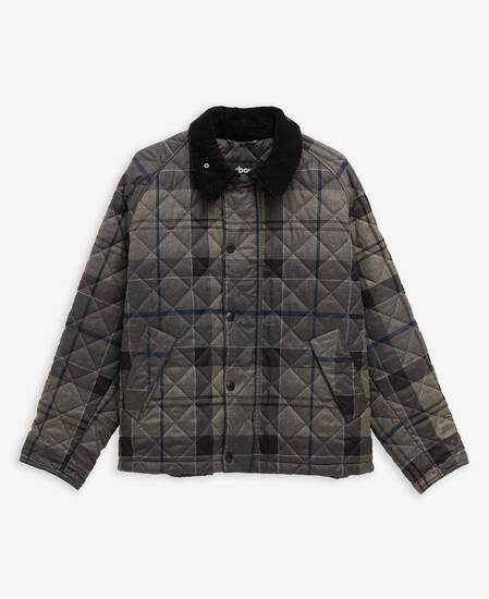 Tartan Transport Quilted Jacket Navy Winter Dress Tartan
