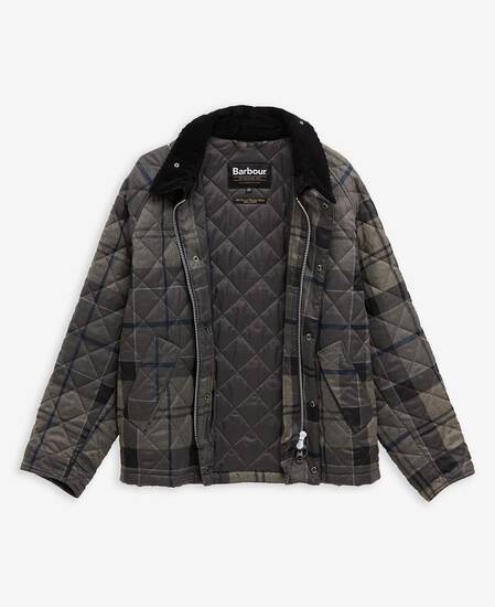 Tartan Transport Quilted Jacket Navy Winter Dress Tartan