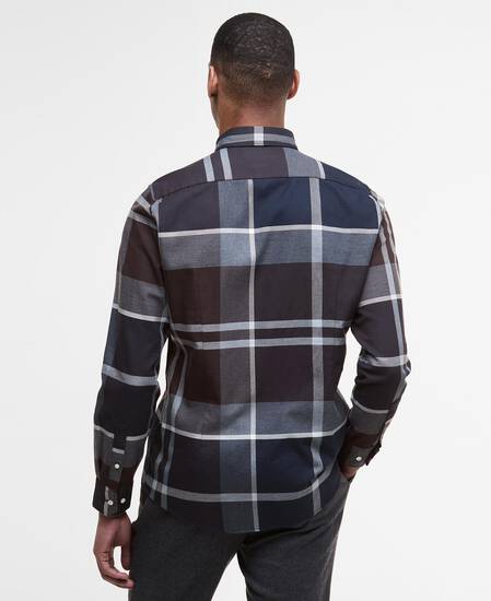 Dunoon Tailored Long-Sleeved Shirt Midnight Oak Tartan
