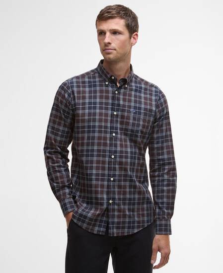 Wetheram Tailored Long-Sleeved Shirt Midnight Oak Tartan