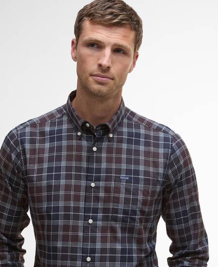 Wetheram Tailored Long-Sleeved Shirt Midnight Oak Tartan