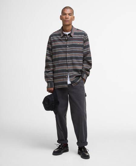 Bowscale Striped Relaxed Shirt Charcoal Marl