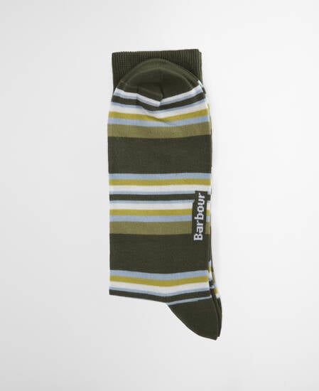 Summer Stripe 2 Pack Socks Olive/Navy Stripe