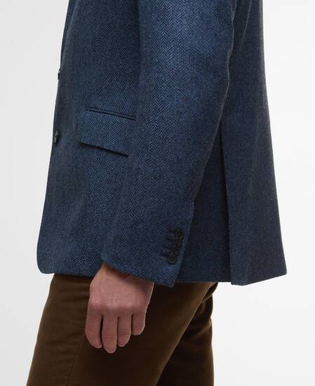 Firth Moons Herringbone Blazer Navy