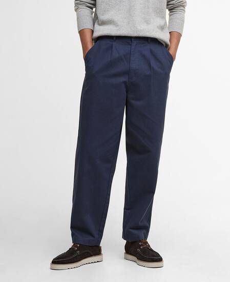 Bayview Relaxed Herringbone Trousers Navy