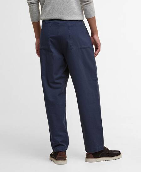 Bayview Relaxed Herringbone Trousers Navy