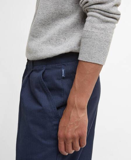 Bayview Relaxed Herringbone Trousers Navy