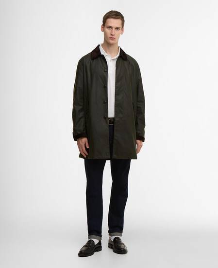 Barbour x Baracuta Tyne Waxed Car Coat Archive Olive