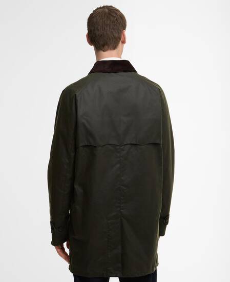 Barbour x Baracuta Tyne Waxed Car Coat Archive Olive